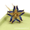 L8-1075 Joyería Estilo Antiguo Cobre Hecho a Mano Dos Tonos Color Azul Punto Esmeralda Pasador para el Cabello Corona para el Cabello Material Accesorios 30*78mm