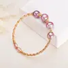 Pulsera de Perlas de Agua Dulce Casi Redondas Zhuji Pulsera Hecha a Mano con Alambre Chapado en Cobre y Oro Pulsera Abierta de Moda para Mujer Venta al por Mayor