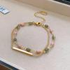 Ouro Real Galvanizado Francês Retro Pulseira de Camada Dupla Explosões Transfronteiriças Pulseira Temperamento High-end Light Luxury Bracelet Atacado