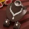 Joyería de Boda Más Vendida Collar Pendientes Pulsera Juego de Joyas Lujoso Strass Set Nupcial Cadena