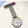 Relógio de Crachá de Enfermeira Horizontal com Mostrador Inglês de Aço Inoxidável, Mostrador Criativo de Moda, Ponteiros Luminosos, Relógio de Quartzo Atacado