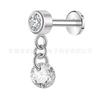 F136 Aleación de Titanio Estilo Colgante de Zirconio Rosca Interna Clavo para Hueso de la Oreja Redondo Corazón Estrella Cadena Estilo Clavo para Oreja Decoración para Perforación