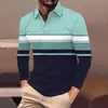2026 Moda Nuevo Modelo Amazon Transfronterizo Camisa Polo para Hombre Nueva Moda Rayas Manga Larga