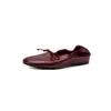 Zapatos planos de piel de cordero de primera capa para mujer, zapatos de vestir de corte bajo, nuevos estilos otoño/invierno, piel genuina por dentro y por fuera, punta redonda, lazo, zapatos de vestir cómodos para mujer