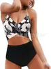 Bikini de Dos Piezas para Mujer de Estilo Europeo y Americano, Multicolor, Empacado Rígido, Push-Up, de Cintura Alta, que Favorece la Figura, para la Playa, Más Vendido en Aliexpress Amazon