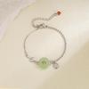 Hetian jade pulseira de fivela de segurança fu personagem chave design de nicho feminino 2023 popular retro estilo antigo imitação pulseira jade