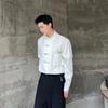 Camisa masculina bordada com fivela de metal e bolso tridimensional chinês primavera e outono 2024