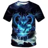 Nueva Serie de Fruta del Dragón Europea y Americana Transfronteriza Estilo 3D Impresión Creativa Divertida Personalidad Tendencia Abstracta Casual Camiseta de Manga Corta para Hombre