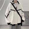 Chaqueta de solapa para hombre, primavera y otoño, estilo Hong Kong, chaqueta holgada de estudiante de tres barras, top informal coreano a juego.
