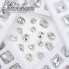 Arte de uñas K9 joyería taladro transparente corazón torcido taladro de hacha gotas de agua cuadrado gordo placa flash diamante blanco super brillante accesorios para usar en uñas al por mayor
