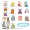 500 Hojas/Rollo Pegatinas de Rollo de Dinosaurio de Recompensa para Niños Pegatinas de Animales de Dibujos Animados Más Vendidas Decoración de Regalo Pegatinas de Sellado