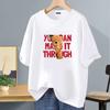 Camiseta blanca de manga corta de seda de hielo con logotipo estampado, ropa de clase, monos de bricolaje, camiseta de cuello redondo, camiseta de manga corta estampada