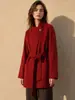 Casaco de Lã Heying Outono/Inverno 2026 Casual Curto de Lã Gola Alta Casaco Petite Feminino Casaco de Tencel para Mulheres