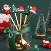 Colher Criativa Transfronteiriça Presente de Natal Conjunto de Talheres Colher Garfo de Aço Inoxidável Boneco de Desenho Animado Colher Garfo de Sobremesa Caixa de Presente