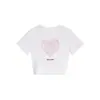 Chegada Nova de Verão Camiseta Branca de Manga Curta com Ombro Normal Design de Letras de Coração de Nicho Feminina Cropped Emagrecedor Top Hot Girl