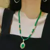 Colar com Pingente de Corrente para Suéter de Calcedônia Verde Natural de Alta Qualidade, Transparente como Gelo, Alta Definição, Calcedônia Branca