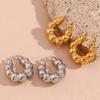 Pendientes de moda transfronteriza europea y americana, simples, de nicho, personalizados, de acero inoxidable chapado en oro de 18 quilates, con cuentas de nube huecas para mujer