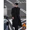 Elegante Casaco Trench Coat Estilo Francês para Homens, Dupla Face, Outono e Inverno, Estilo Maduro, Moda Coreana, Tendência Ins, Casaco de Lã Masculino com Ombros Caídos