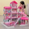 2024 Transfronteiriço Montado DIY Luminoso Grande Villa Brinquedo Princesa Grande Castelo 4 Andares 5 Andares Casa de Bonecas Montada Crianças