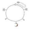 Pulsera de Acero de Titanio con Circonita Colorida Estilo Coreano Ins Diseño Nicho Sentido Estrella Luna Pulsera Moda Personalidad Combinable Chapada en Oro