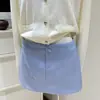 Saia Listrada Azul Claro Fresca de Verão, Saia Bodycon Estilo Tailleur, Doce e Versátil Estilo Coreano