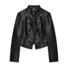 Chaqueta corta de aviador de cuero sintético de moda para mujer, superventas transfronteriza de AliExpress para Europa y América