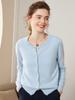 Suéter de Caxemira para Mulheres 2022 Cor Sólida Decote Redondo Elegante Casual Malhas de Lã Palácio Manga Longa Decote Redondo Cardigan