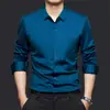 Camisa Blanca de Manga Larga para Hombre de Gama Alta Tallas Grandes Estilo Coreano Camisa Casual de Moda Camisa de Alta Elasticidad para Hombre Sin Planchar