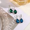 Pendientes de Zafiro de Moda Transfronterizos, Estilo Europeo y Americano, Pendientes de Gama Alta, Ganchos para Orejas, Pendientes Versátiles en Forma de Gota para Mujer