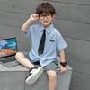 Conjunto de Camisa y Corbata de Verano para Niño 2024 Nuevo Camisa Estilo Universitario para Niños Conjunto de Dos Piezas Moda de Verano para Niños