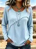 Top casual holgado nuevo para mujer de cuello redondo y manga larga con flecos diagonales estilo europeo y americano, para TikTok Amazon transfronterizo