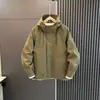 Chaqueta de Primavera y Otoño para Hombre Cortavientos Impermeable Color Sólido con Capucha Moda Nueva Casual Holgada Ropa de Trabajo Tendencia