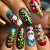 Manicura Larga de Navidad Serie Navideña Manicura Papá Noel Muñeco de Nieve Copo de Nieve Árbol de Navidad