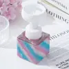 Garrafa Vazia Quadrada Portátil com Cravejamento de Diamantes Transfronteiriça, Garrafa de Pressão Recarregável Floral de Luxo Leve para Shampoo, Gel de Banho e Loção para as Mãos