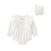 Roupas de Manga Longa Primavera e Outono Transfronteiriças para Bebês e Crianças Pequenas, Macacões Fofos 100% Algodão para Bebês Meninas, com Chapéu Incluído