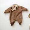 Capa para Bebé INS Ropa de Invierno Mono de Ante para Bebé Conjunto Forrado de Felpa Chaqueta de Escalada Guapa con Cremallera