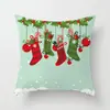 Funda de almohada creativa navideña estilo caricatura pintada a mano Funda de cojín decorativa de árbol de Navidad, trineo, Papá Noel