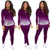 Otoño 2021 Amazon estación independiente AliExpress ropa de mujer europea y americana degradado pantalones de manga larga ropa para el hogar traje de dos piezas