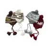 Gorro de Punto Jacquard Estilo Retro Fair Isle para Niños con Pompón y Orejeras Unisex Otoño/Invierno Nuevo Cálido Gorro de Tejer
