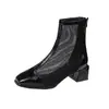 Sandalias de Tacón Grueso Estilo Nuevo 2026 para Mujer, Botines de Malla Hueca de Tacón Medio de Verano, Botas Martin Delgadas Transpirables para Verano