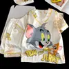 Pijama para Niñas, Nuevo de Verano para Niños de Seda de Hielo Delgado Cuello en V Dibujos Animados Conjunto de Ropa para el Hogar con Aire Acondicionado para Niños
