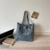 Bolsa de Brim Cor Sólida Casual de Grande Capacidade 2026 Nova Estilo Coreano Bolsa de Mão Tote Bolsa de Ombro Simples com Personalidade