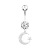 Set de 9 Anillos para Ombligo de Acero Inoxidable, Material de Acero Inoxidable, Luna, Corazón, Flor, Circonita, Joyería Piercing de Lujo Ligero al por Mayor