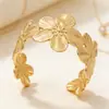 Pulseira Aberta Floral Texturizada Larga Retro Exagerada de Nicho Transfronteiriça Europeia e Americana, Única e Elegante, Joia Exquisita de Alto Padrão