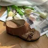 Pantuflas Retro con Suela Gruesa sin Cierre para Mujer, Uso Exterior de Verano, Estilo Versátil para Vacaciones, Pantuflas de Cuña con Tacón Medio sin Cierre