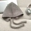 Pasamontañas de Lana Marrón para Mujer Invierno Circunferencia de Cabeza Grande Protección para los Oídos Gorro de Lana con Cordones Cálido Gorro Tejido