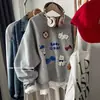Nueva sudadera de otoño e invierno estilo coreano con bordado pesado, lazo flocado, diseño de cachorro, juvenil, versátil, con cuello redondo para mujer