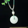 Pingente de Jade Branco de Xinjiang Jade Branco Natural Fivela de Segurança Nó de Bambu Pingente da Paz Ruyi de Jade Ornamento Pendurado com Corda