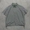 Camisa a cuadros azul real de manga corta con cordón, camisa holgada estilo Miu, camisa a cuadros 120 hilos de algodón puro sin arrugas