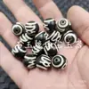 Cuentas Dzi Redondas Blancas y Negras, Cuentas Sueltas de Jade, Pulsera Dzi de Ágata con Carácter y Onda de Agua, Accesorios de Joyería